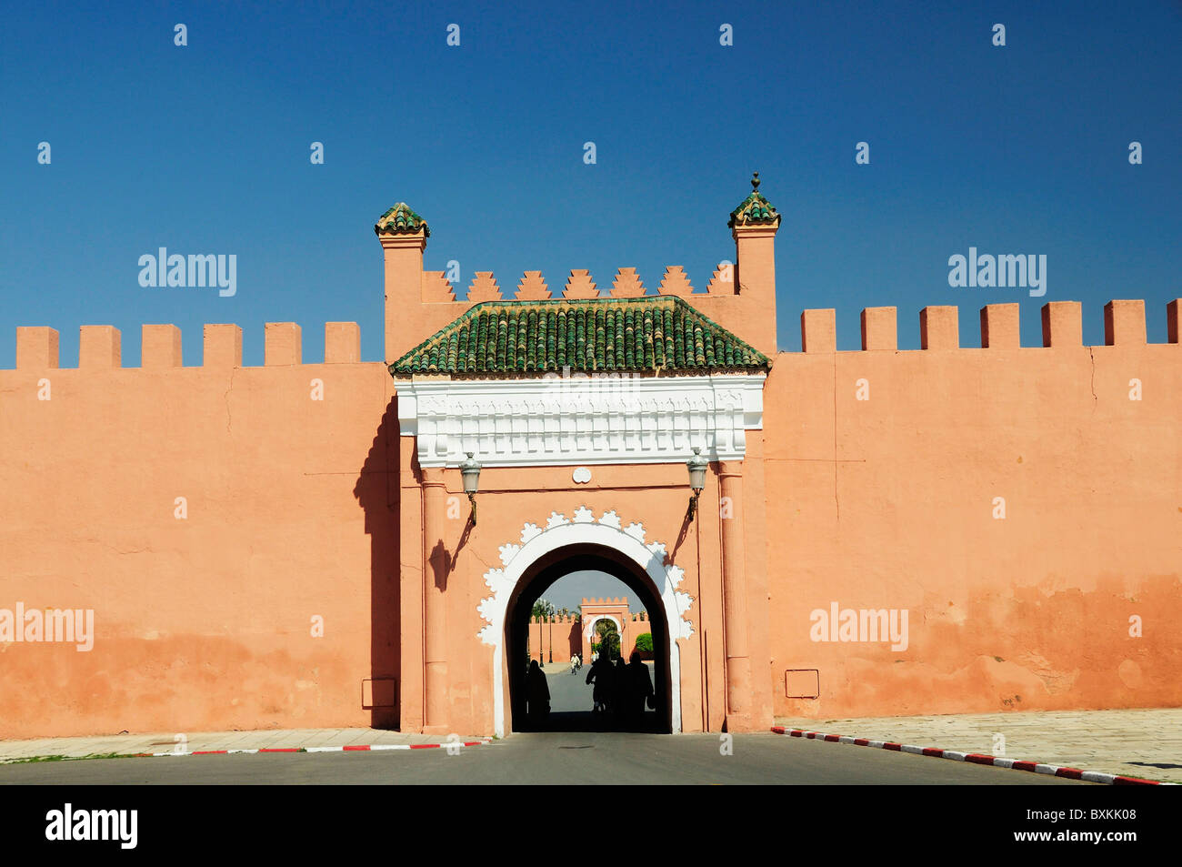Bab Tla du Habet, Königspalast Gateway, Royal Palace in Marrakesch Stockfoto