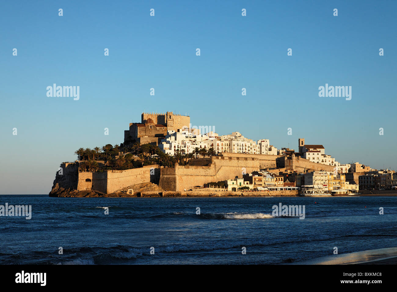 Altstadt mit Schloss, Peniscola, Valencia, Spanien Stockfoto