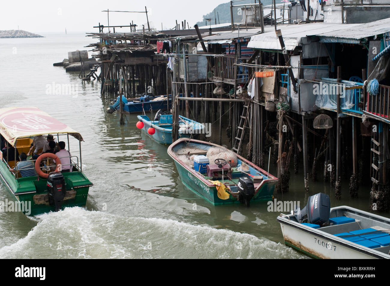 Häuser auf Stelzen, Tai O-Dorf, Lantau Island, Hongkong, China Stockfoto