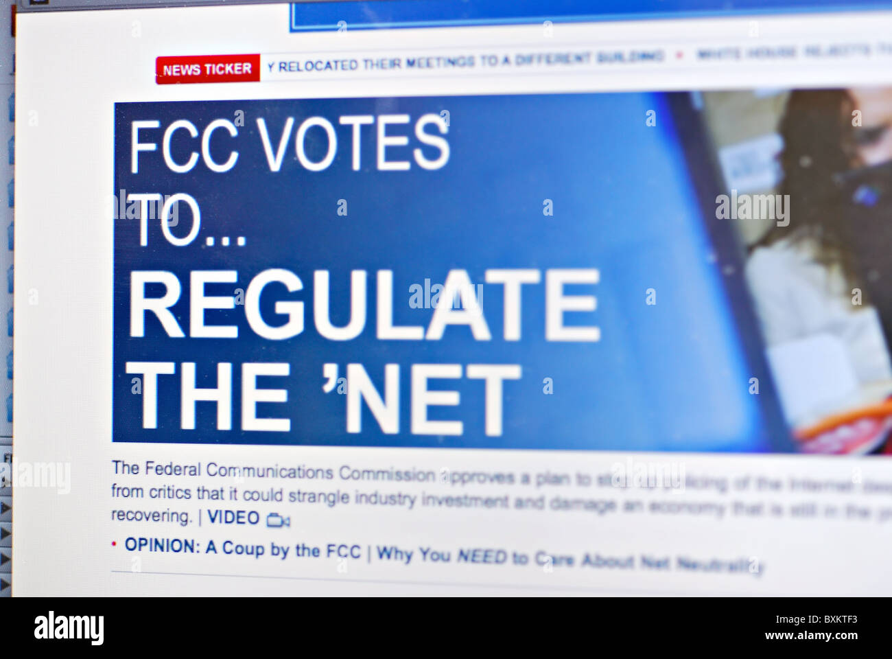 Online-headline FCC Stimmen, das Netz zu regulieren Stockfoto