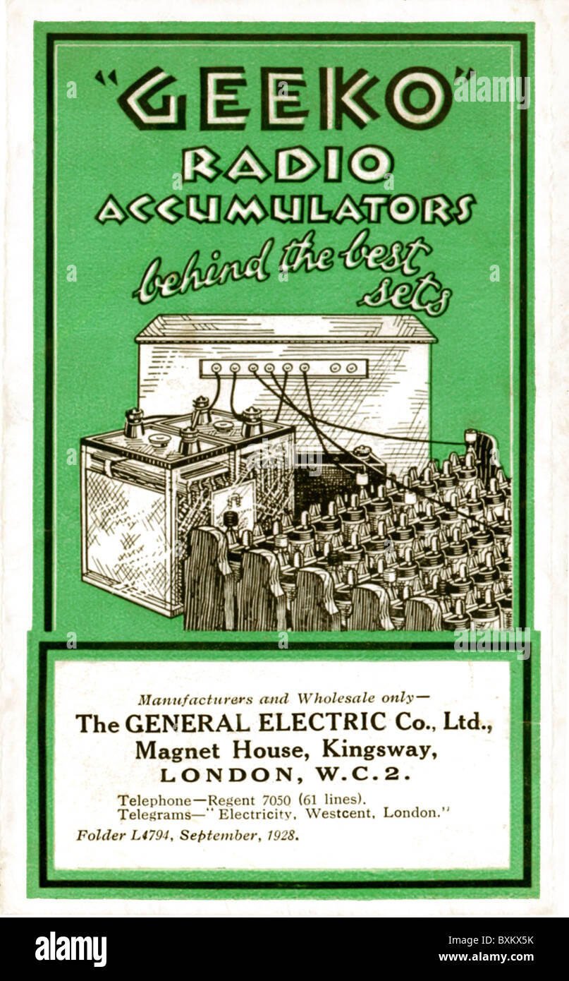 Rundfunk, Radio, Akku, hergestellt von General Electric Co. Ltd., London, Großbritannien, 1928, Zusatzrechte-Clearences-nicht verfügbar Stockfoto