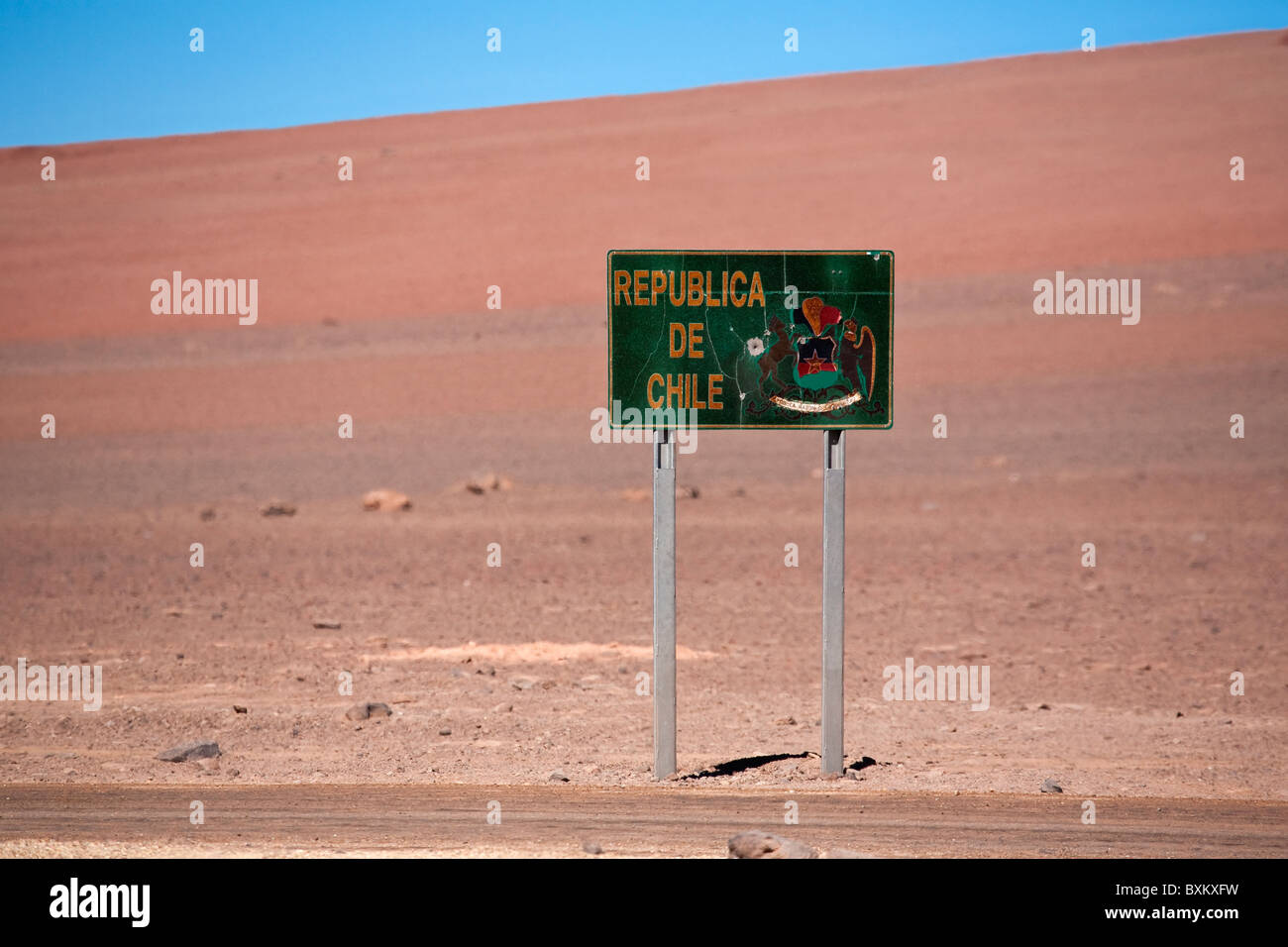 Wüste Landschaft Blick auf chilenische Grenze nach Bolivien am Hito Cajon, Südamerika. Stockfoto