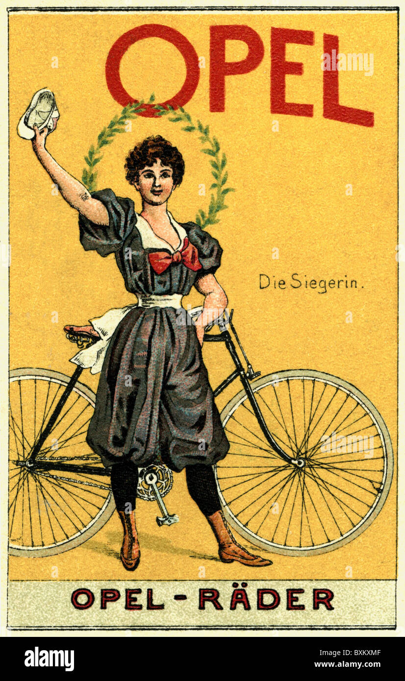 Sport, Radfahren, Radrennen, Siegerin, Radfahrerin, Opel-Fahrrad, Deutschland, 1901, Zusatzrechte-Abfertigung-nicht verfügbar Stockfoto