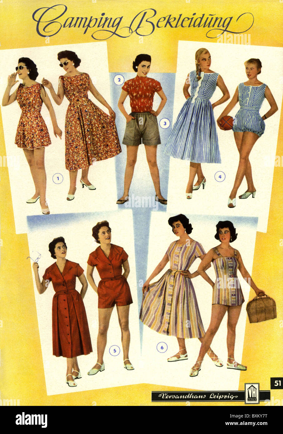 Mode, 50er Jahre, Damenmode, Campingmode, DDR, 1957,  Zusatz-Rechte-Clearences-nicht erhältlich Stockfotografie - Alamy