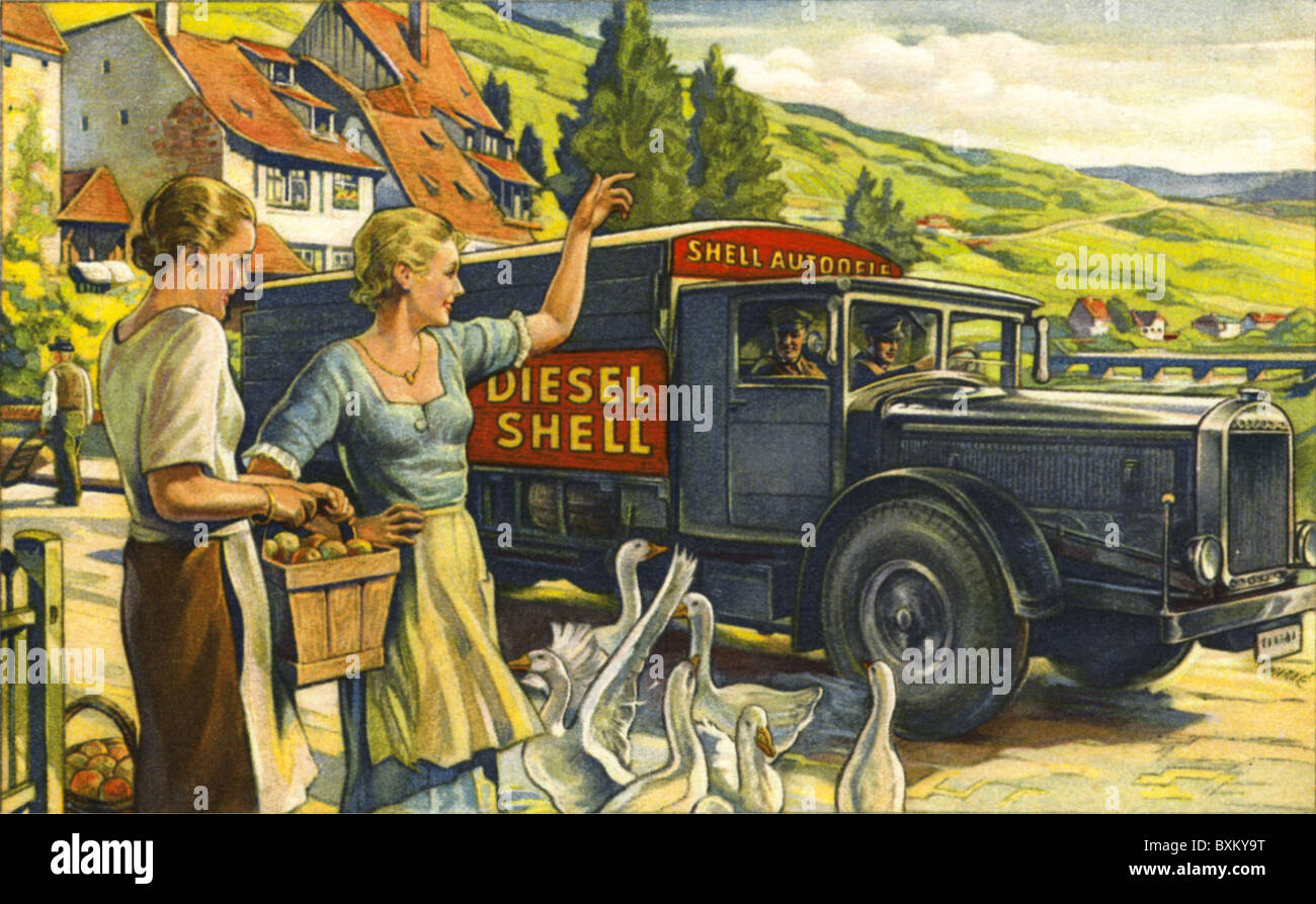 Werbung, Transport / Transport, Shell Tankwagen, Diesel Shell, Heizöl ...