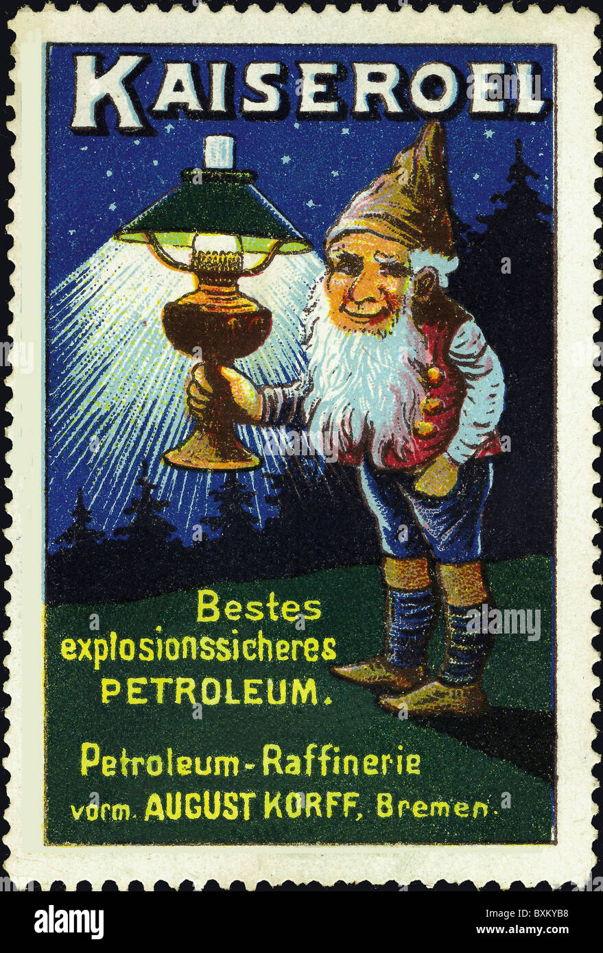 Werbung, Öl, Petroleumlampe, Zwerghaltelampe, Kaiseroel, Bremen, Deutschland, 1913, Additional-Rights-Clearences-not available Stockfoto