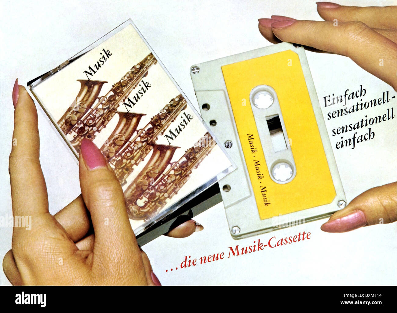 Technik, Kompaktkassette, Philips, erste Audio-Kompaktkassette, Niederlande, 1963, zusätzliche Rechte-Clearenzen-nicht verfügbar Stockfoto