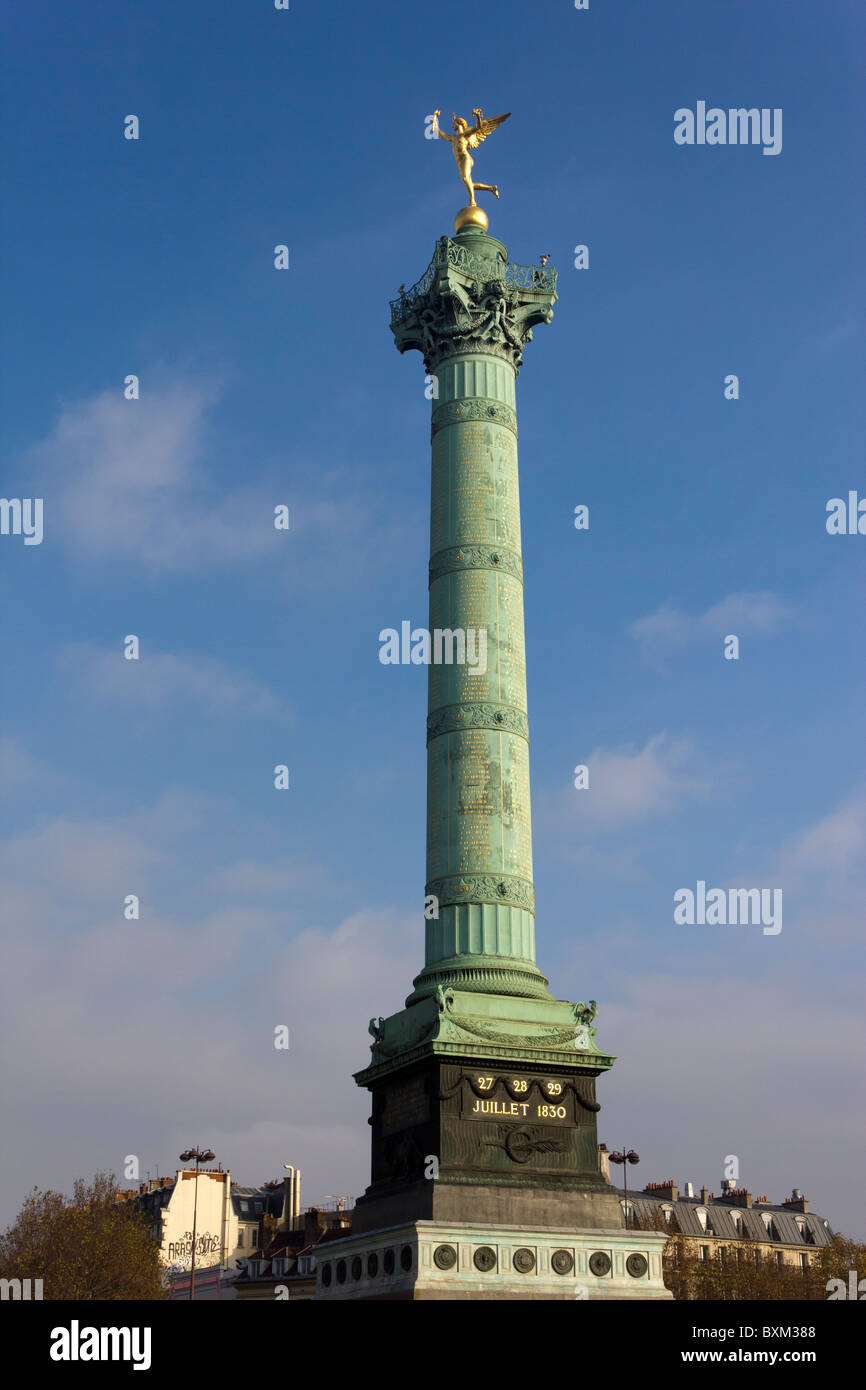 Die Juli-Spalte (Colonne de Juillet), Place De La Bastille, Paris, Frankreich Stockfoto