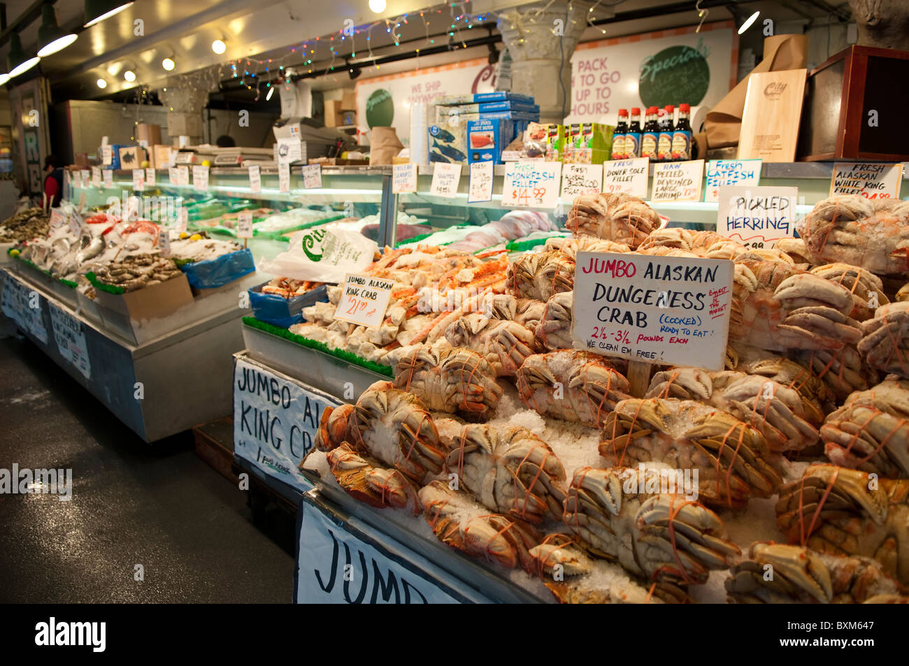 Seattle Fischmarkt - Pike Place Market Stockfoto