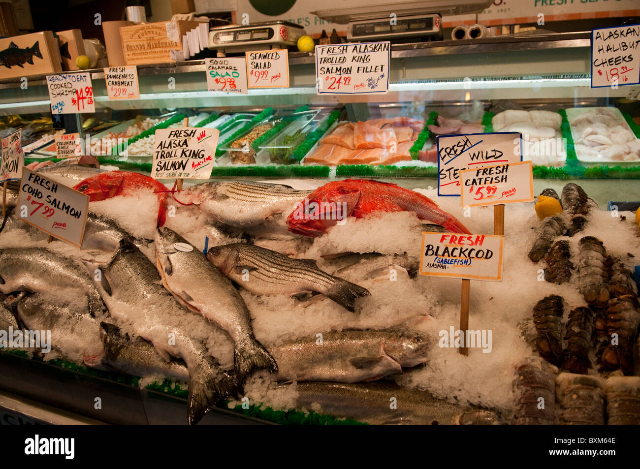 Seattle Fischmarkt - Pike Place Market Stockfoto
