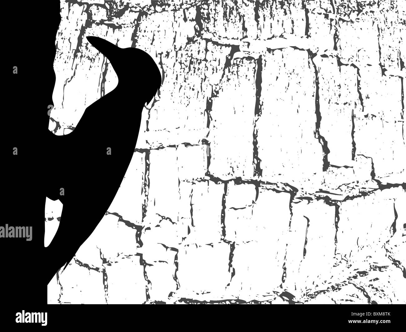 Vector Silhouette Specht am Holz Hintergrund Stockfoto