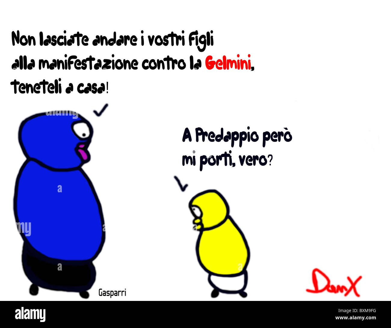 Satire über Gasparri, italienischer Politiker ("ex" faschistischen) gegen Studenten, die im Dezember 2010 Proteste Stockfoto
