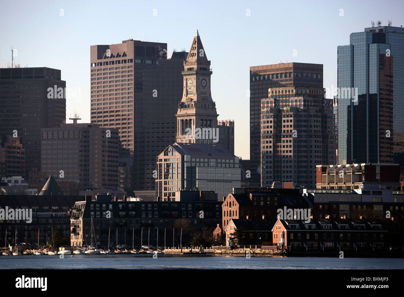 Skyline von Boston Harbor Stockfoto
