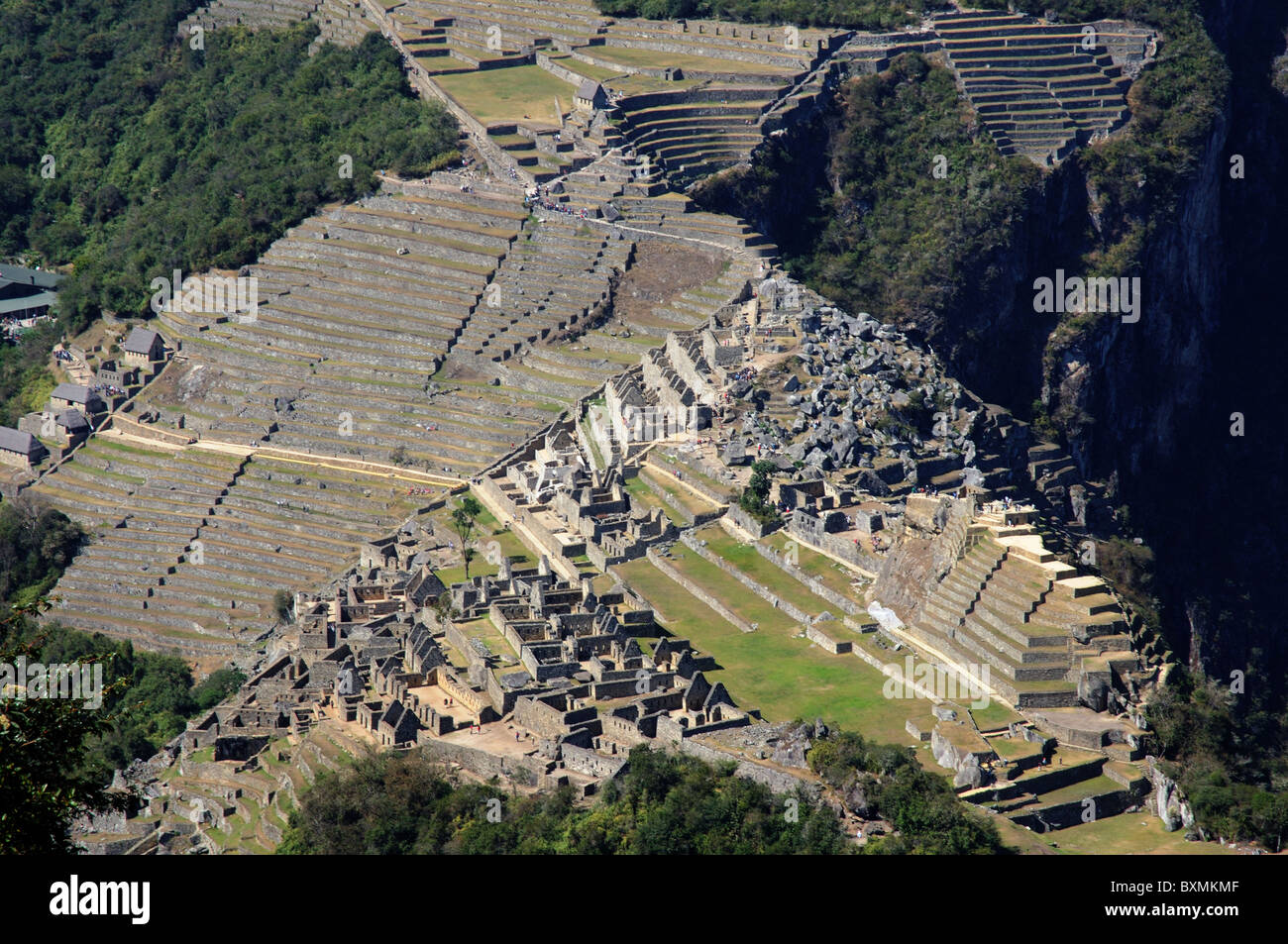 Blick auf Machu Picchu aus Huayna Picchu Stockfoto