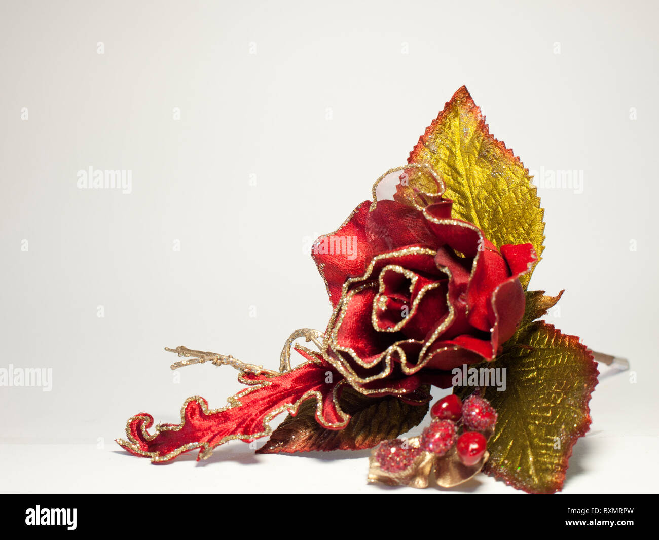 Künstliche Seide Blume rote Christrose Stockfoto