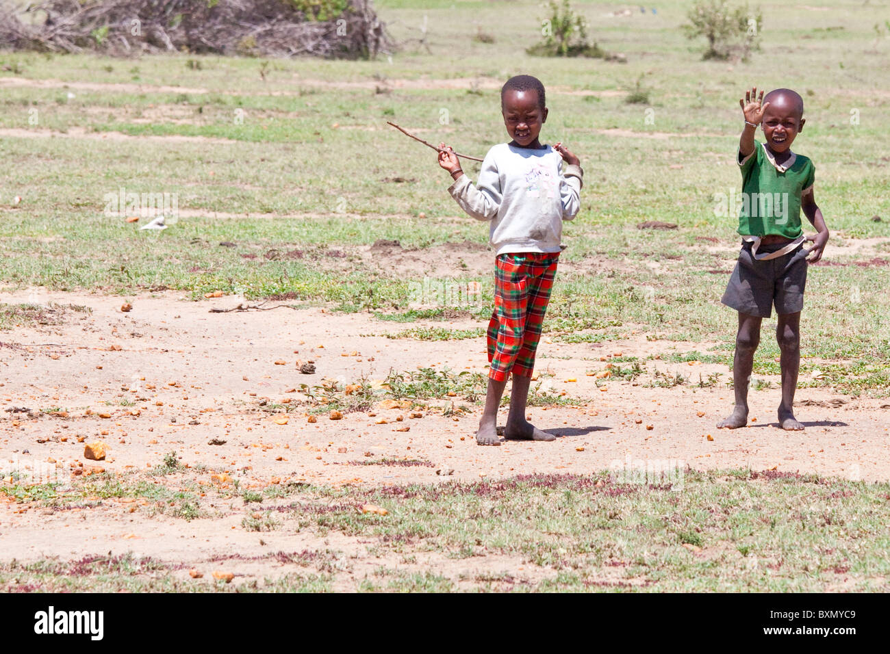 Maasai-Kinder in der Masai Mara, Kenia Stockfoto