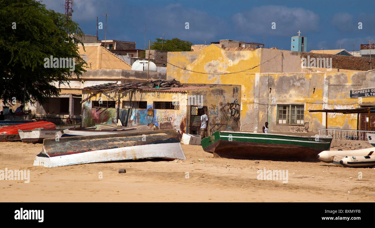 Sal Rei Stadtstrand, Boa Vista, Kap Verde Stockfoto