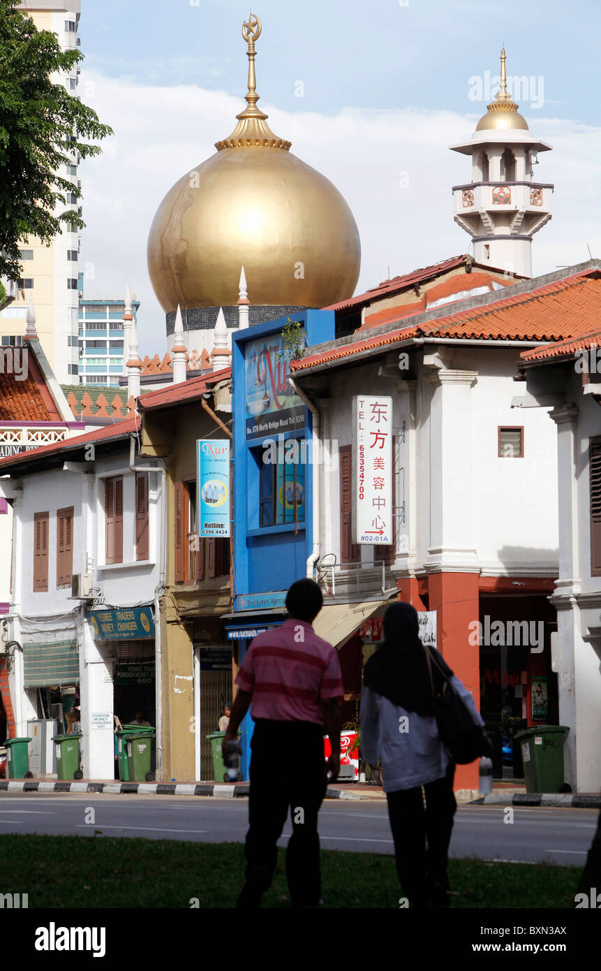 Singapur: Masjid Sultansmoschee. Die Moschee gilt als eine der wichtigsten Moscheen in Singapur. Stockfoto