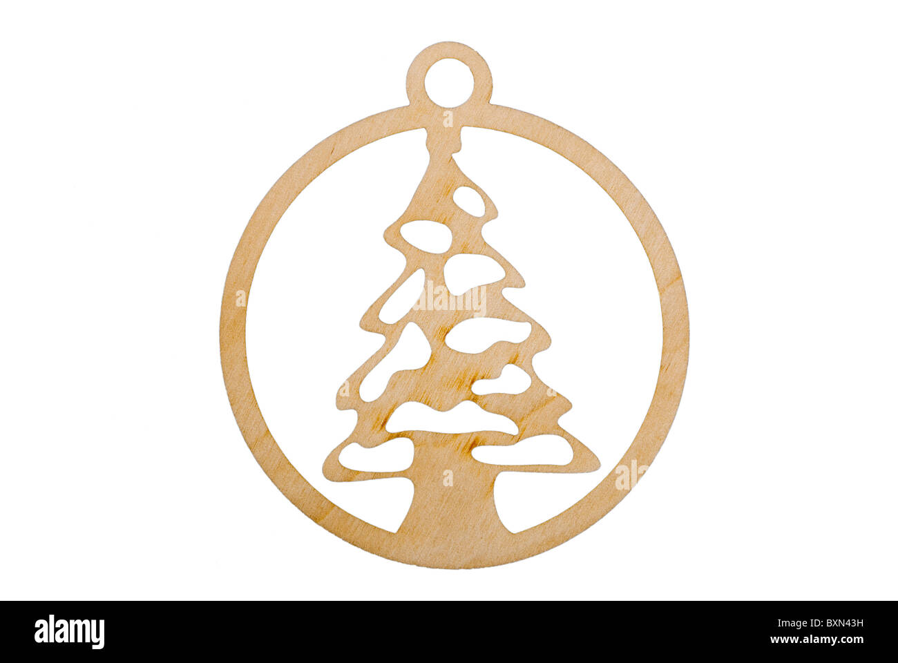 Christbaumschmuck auf weiß - Weihnachtsbaum Stockfoto