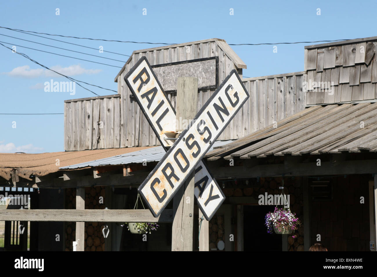 Bahnübergang Zeichen Stockfoto