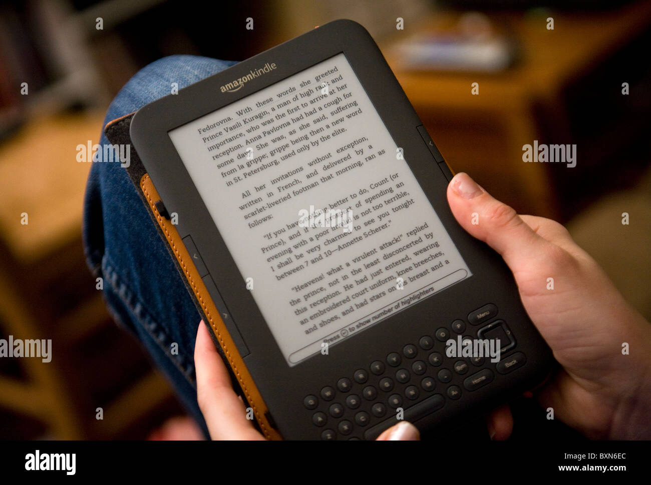 Amazon.com Kindle e-Reader. Stockfoto