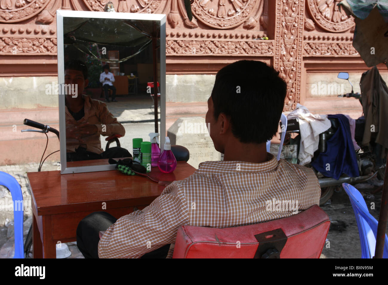 Straße Barber, Phnom Penh, Kambodscha Stockfoto