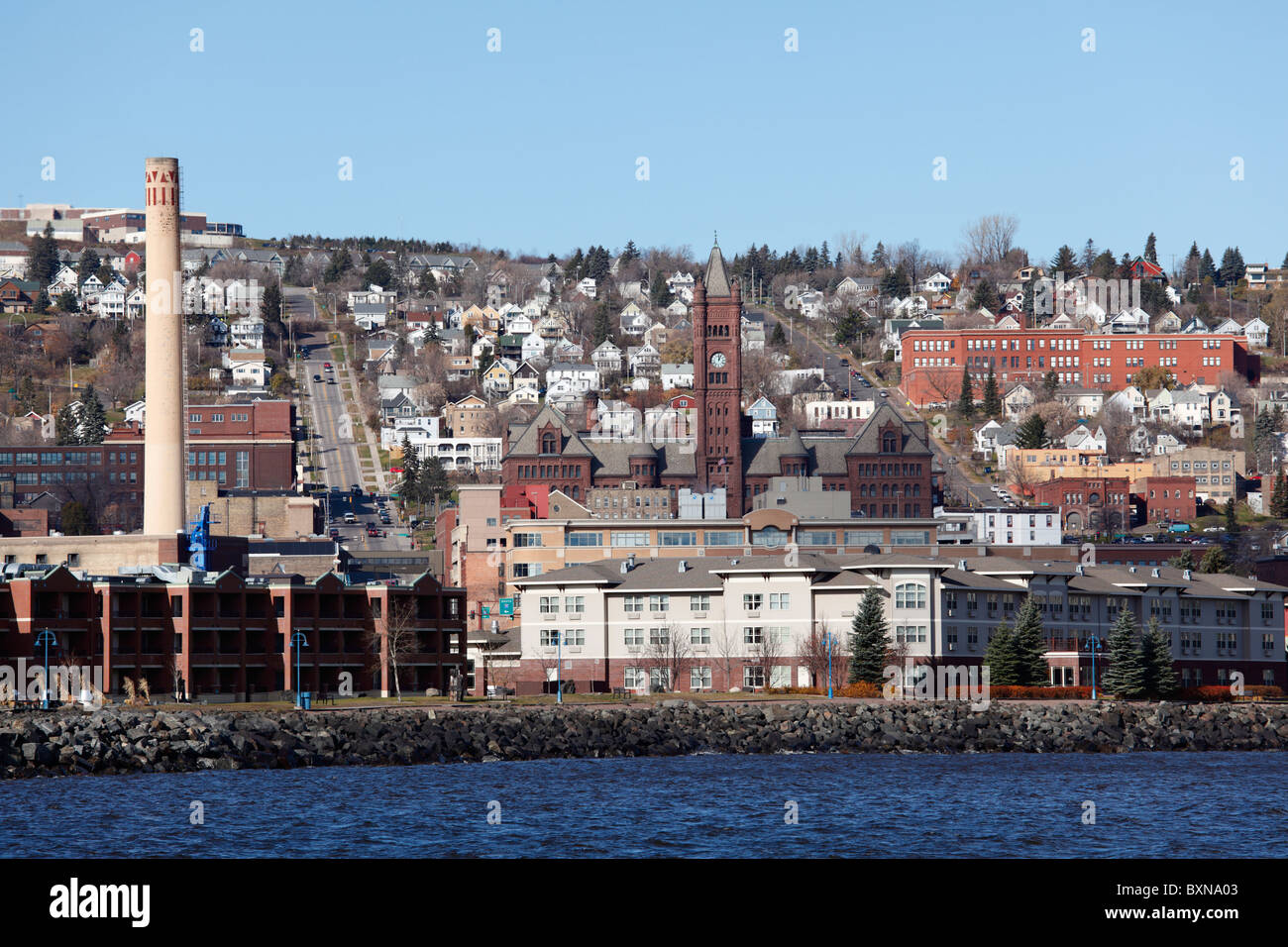 Gesamtansicht von Duluth, Minnesota befindet sich am Lake Superior. Stockfoto