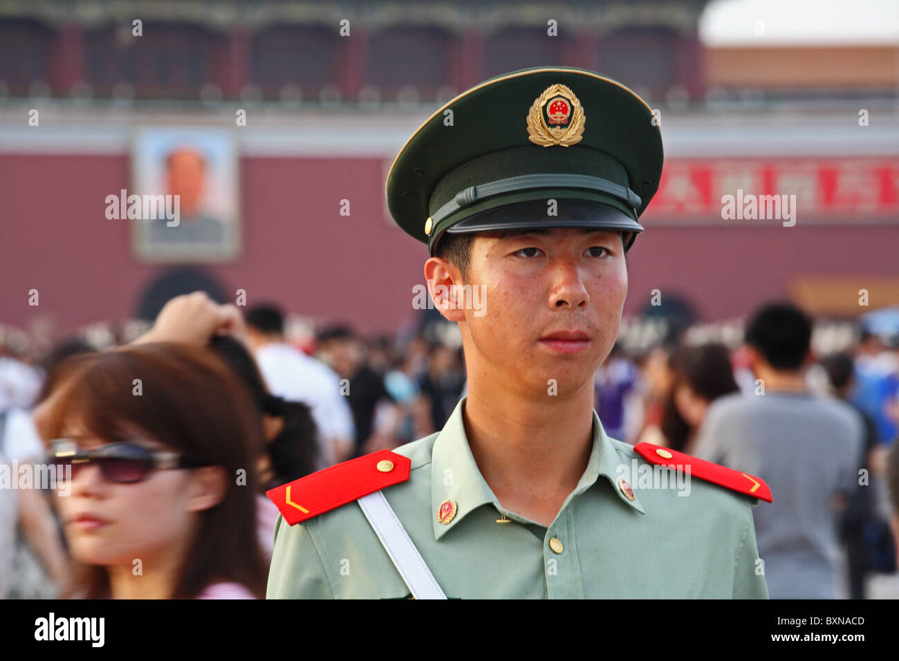 Offizier/Wache auf dem Tiananmen Platz in Peking Stockfoto