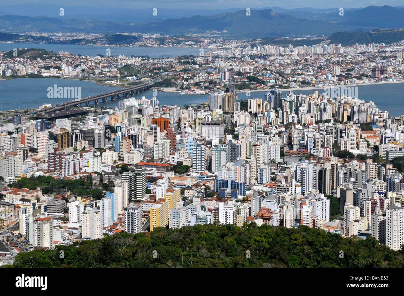 Verbindung zwischen der Innenstadt von Florianopolis Insel und dem Festland, Santa Catarina, Brasilien Stockfoto