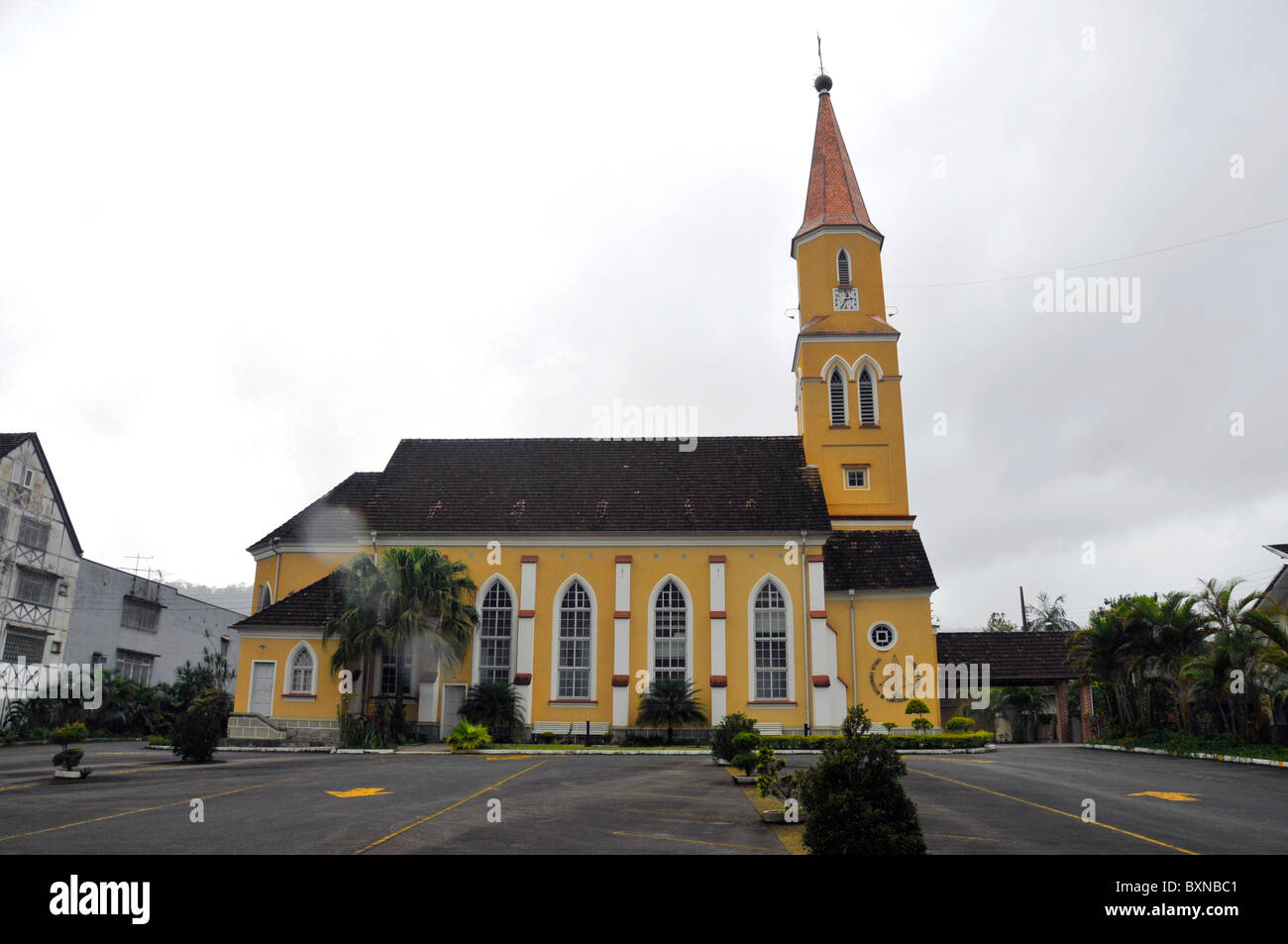 Die evangelische Kirche, Pomerode, Santa Catarina, Brasilien Stockfoto