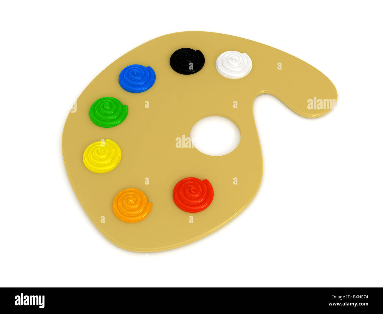 Palette mit weiß übermalen Stockfoto