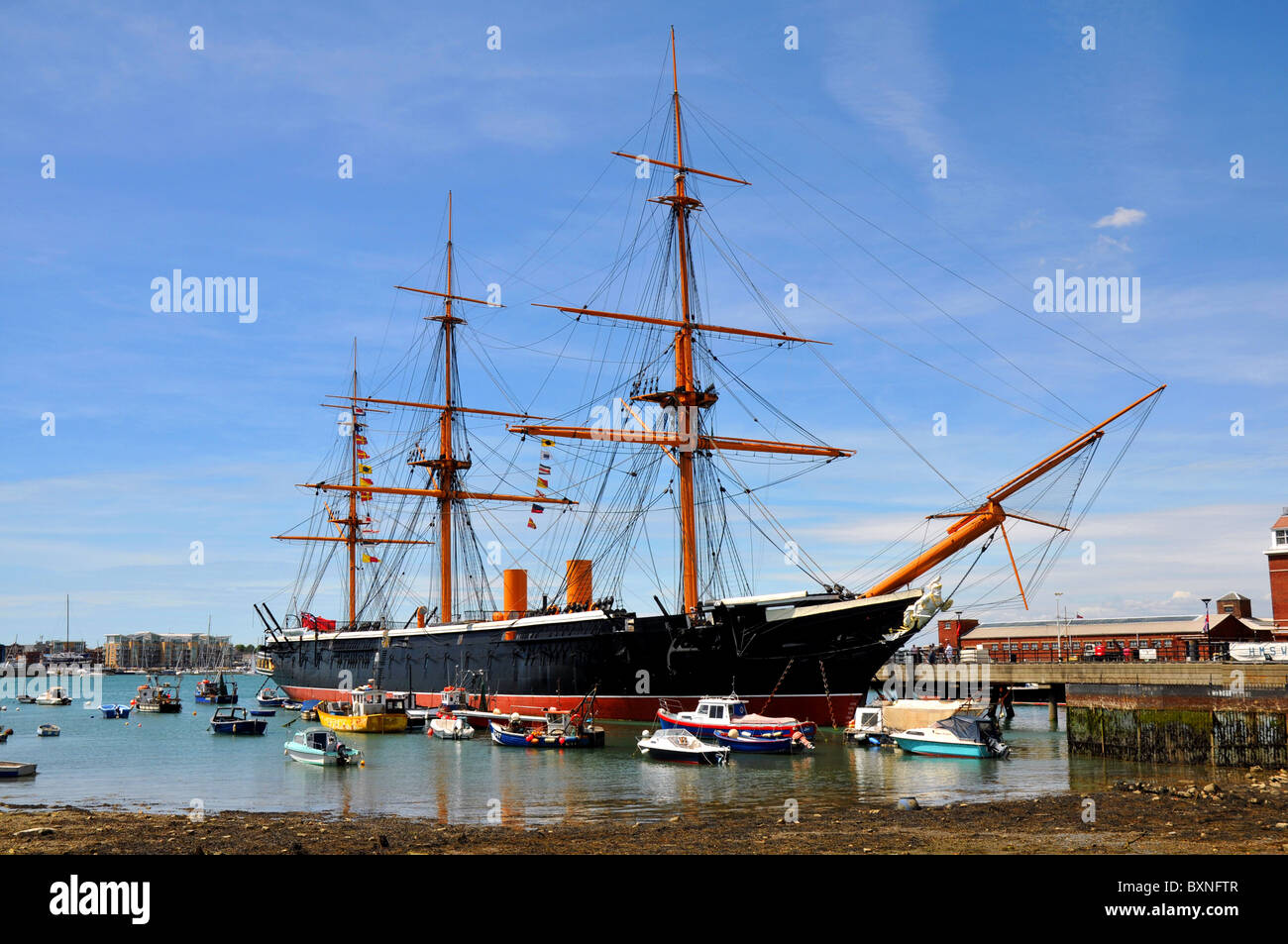 HMS Warrior historische Schiff, Portsmouth Historic Dockyard, Hampshire, England, UK Stockfoto