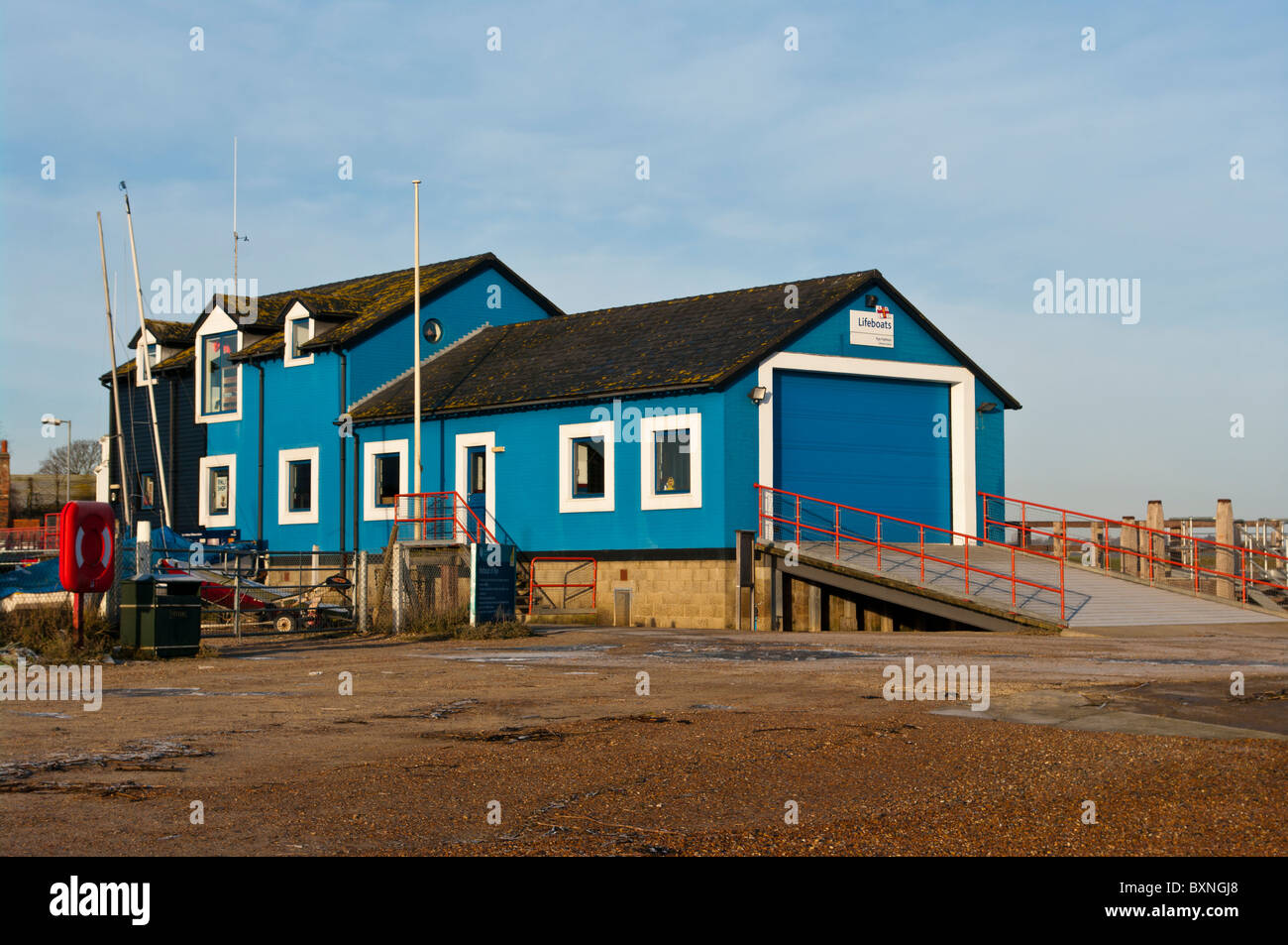 RNLI Lifeboat Bootshaus Rye Harbour East Sussex England Stockfoto