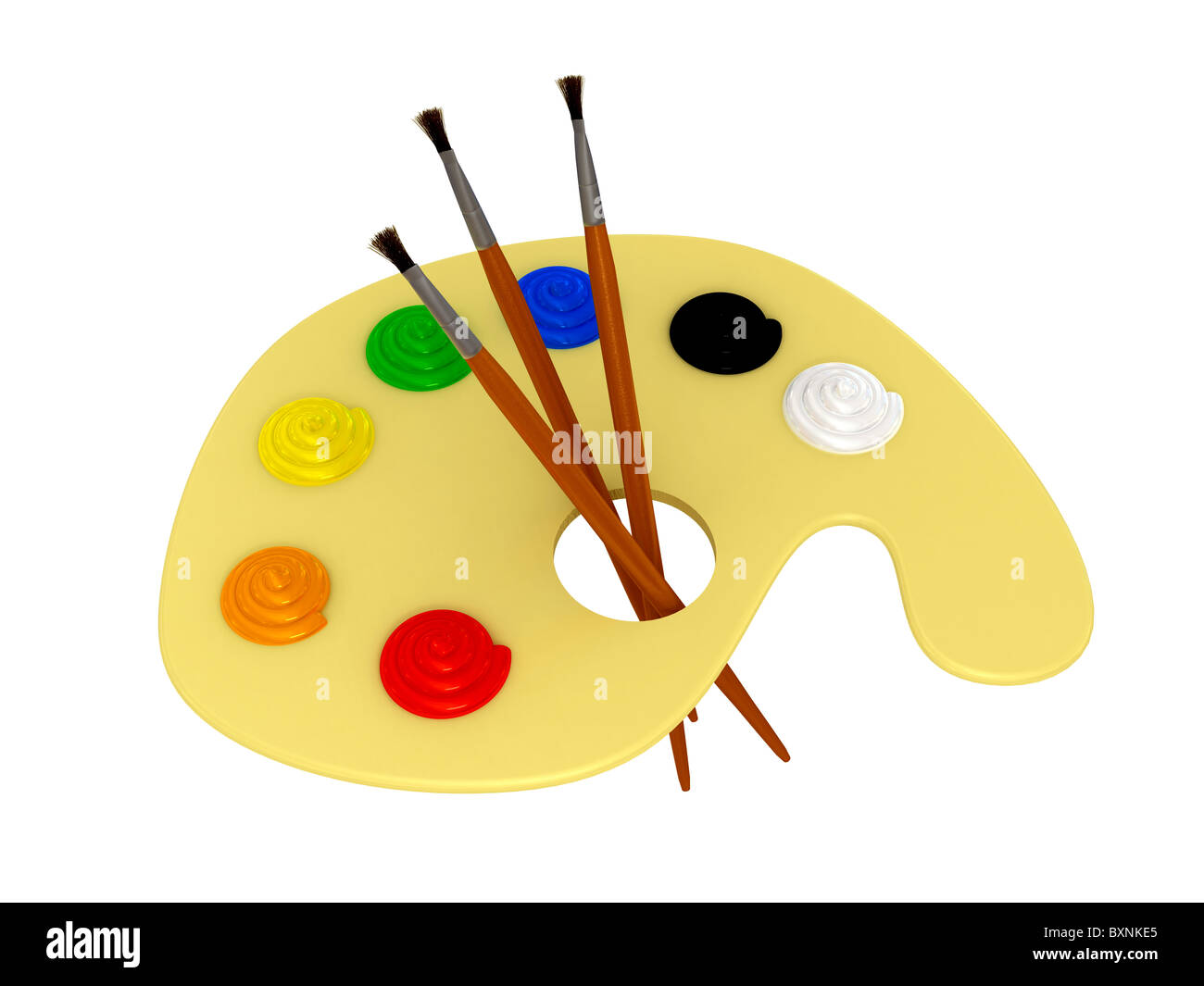 Palette mit weiß übermalen Stockfoto