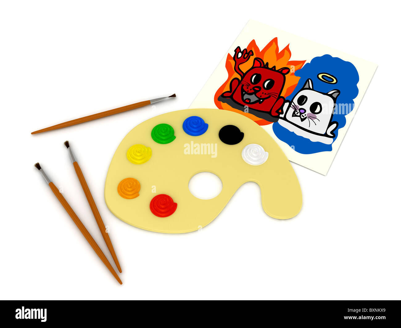 Palette mit weiß übermalen Stockfoto