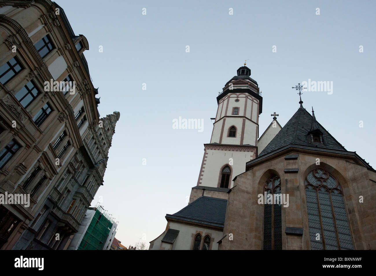 Thomaskirche oder St.-Thomas-Kirche in Leipzig, Sachsen, Deutschland, Europa Stockfoto