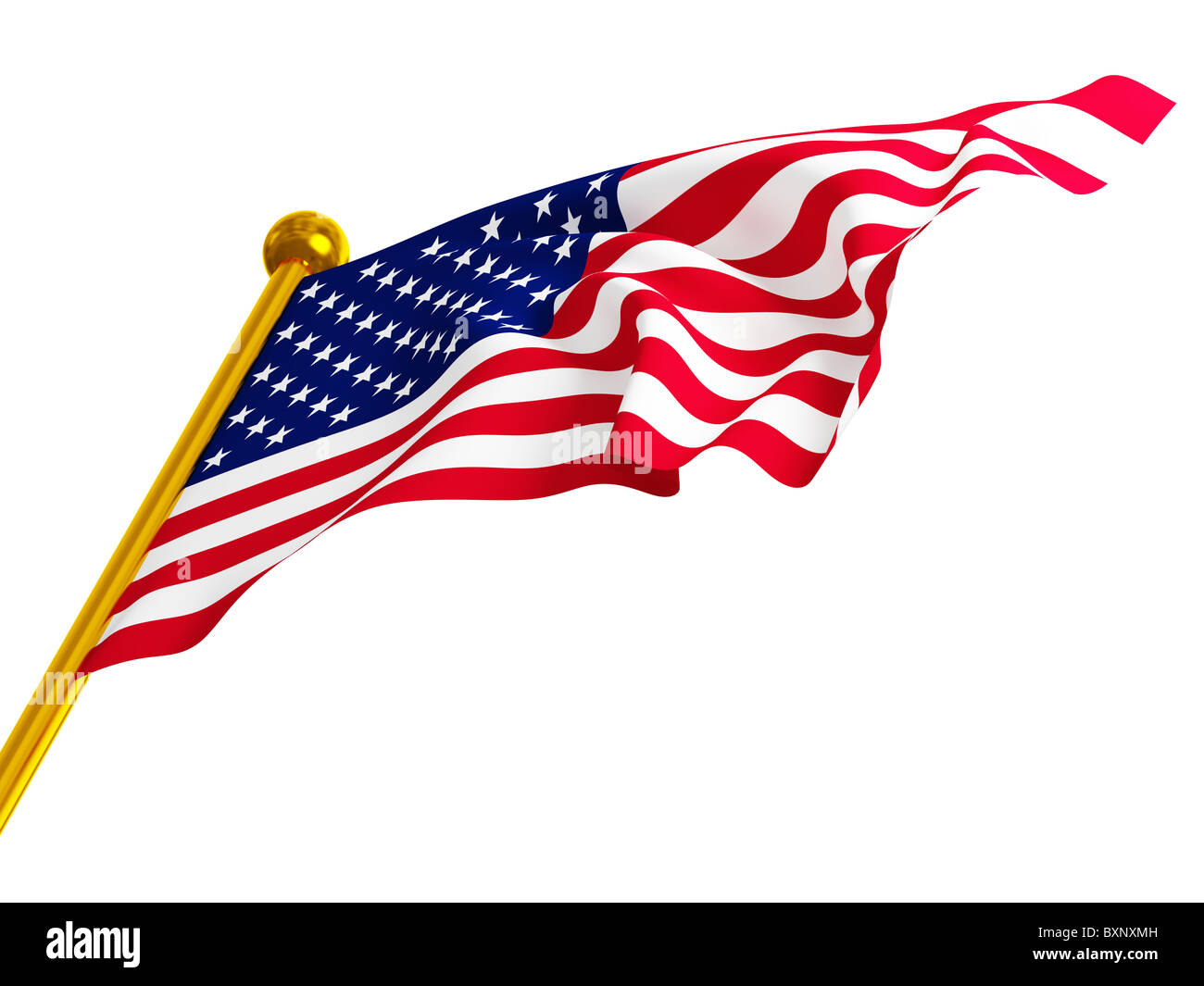 feine 3d Bild der Usa-Flagge isoliert auf weiss Stockfoto