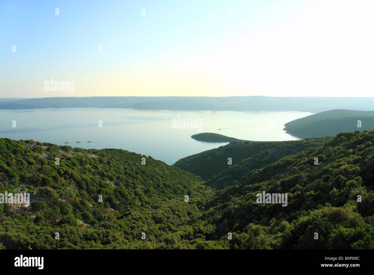 Hängen der Insel Losinj, in der Ferne Insel Cres, Kroatien Stockfoto