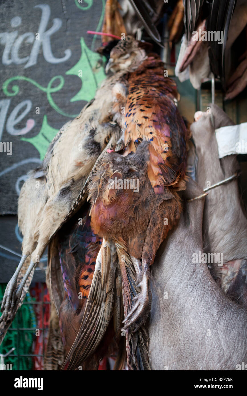 Wildfleisch auf dem Display, Borough Market, Londo, England-Close-up Stockfoto
