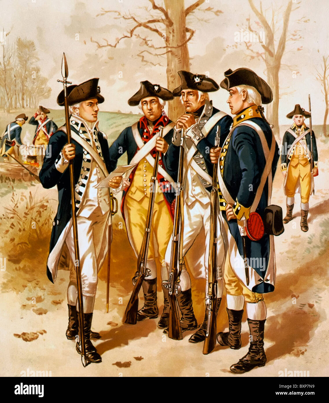 Infanterie: Kontinentalarmee, 1779-1783, Amerikanischer Unabhängigkeitskrieg der USA Stockfoto