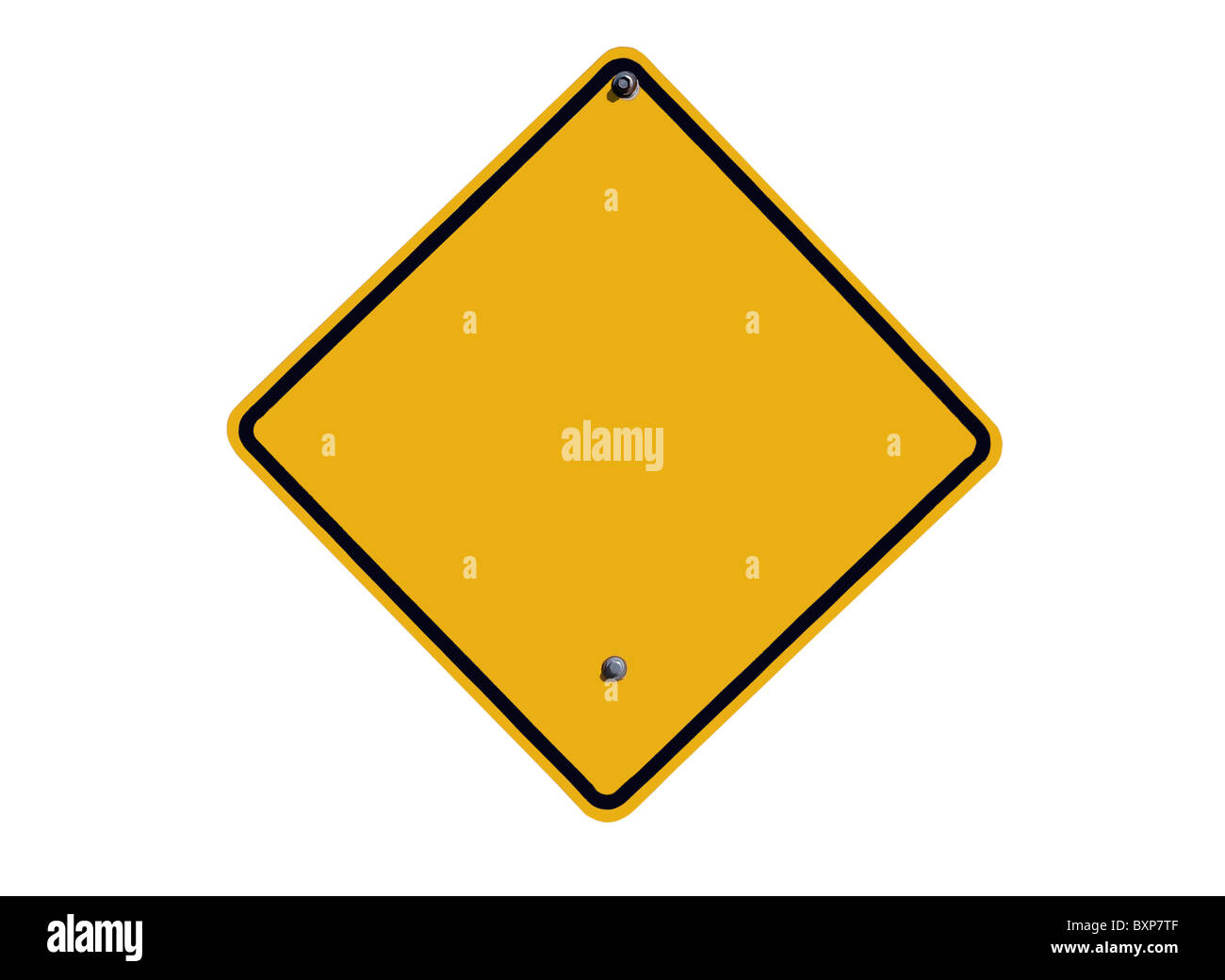 Leere Vorsicht Zeichen in hellen Wüstensonne. Stockfoto