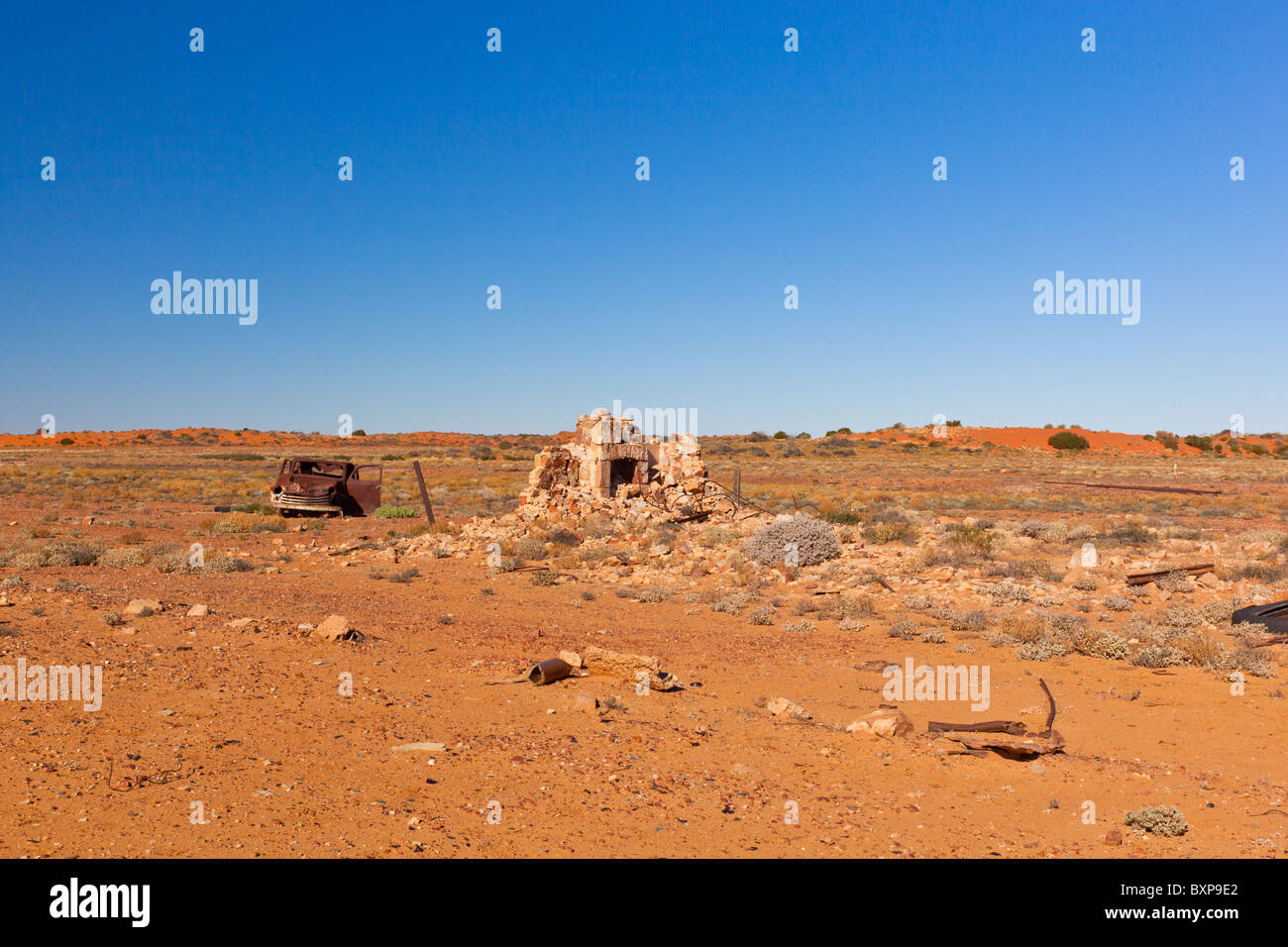 Ruinen von Irrapatana Abstellgleis auf der alten Ghan Railway und den Oodnadatta Track im Süden Australiens outback Stockfoto