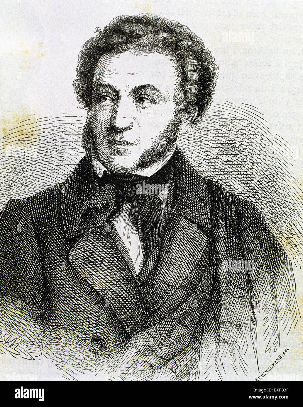 Puschkin, Aleksandr Sergeevic (Moskau, Petersburg, 1799-1837). Russischer Dichter. Gravur. Stockfoto