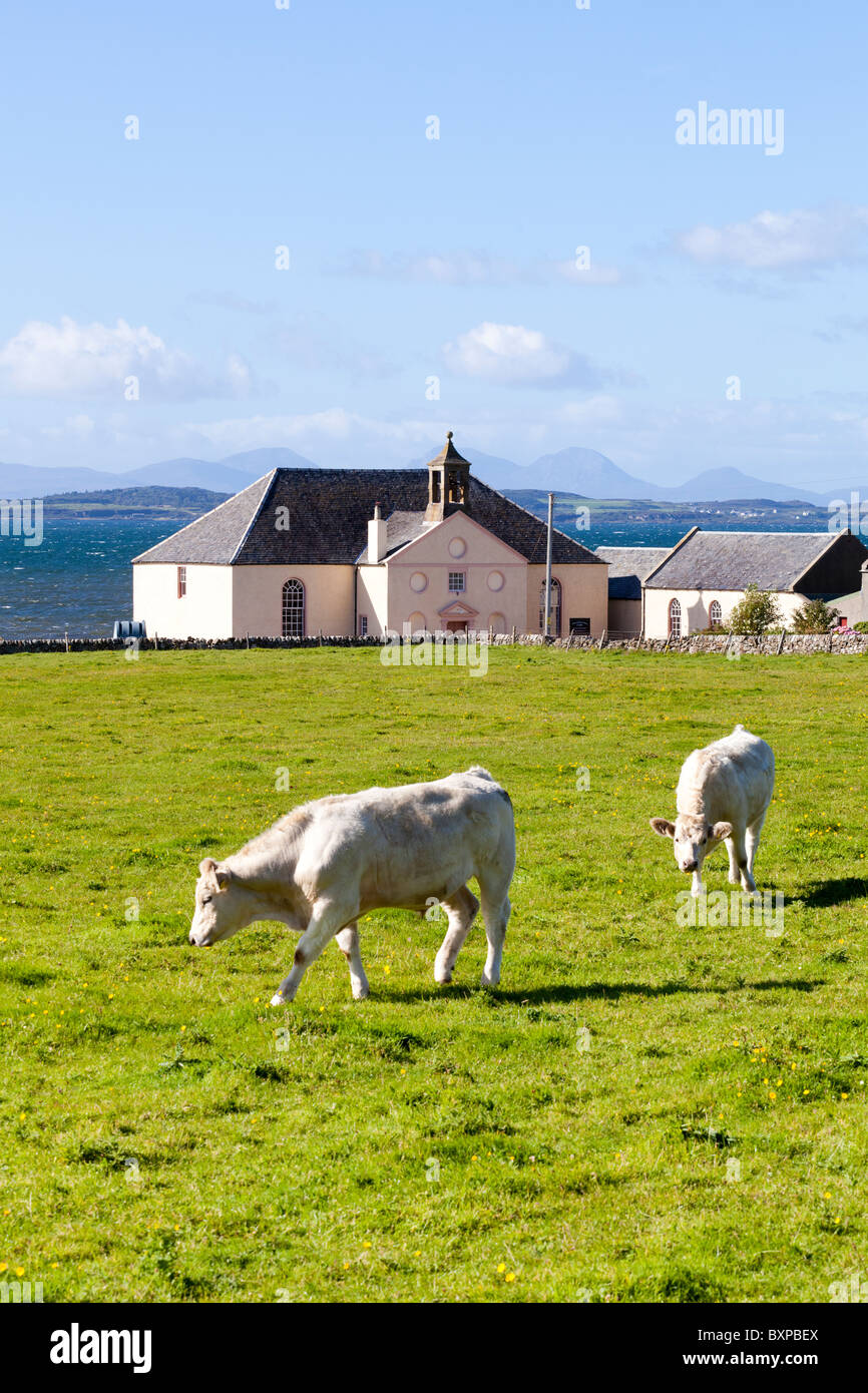 A'Chleit, nördlich von Muasdale auf der Halbinsel Kintyre, Argyll & Bute, Schottland. Gigha und Jura sind sichtbar im Hintergrund. Stockfoto