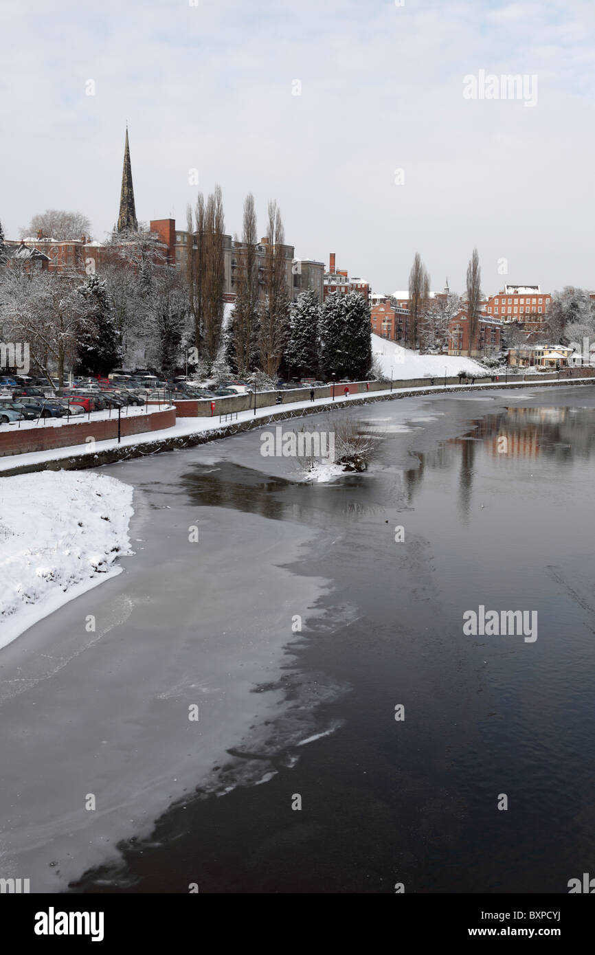 Eisigen Bedingungen in Shrewsbury zwei Tage vor Weihnachten in 2010.One der kältesten Winter in 100 Jahren. Stockfoto