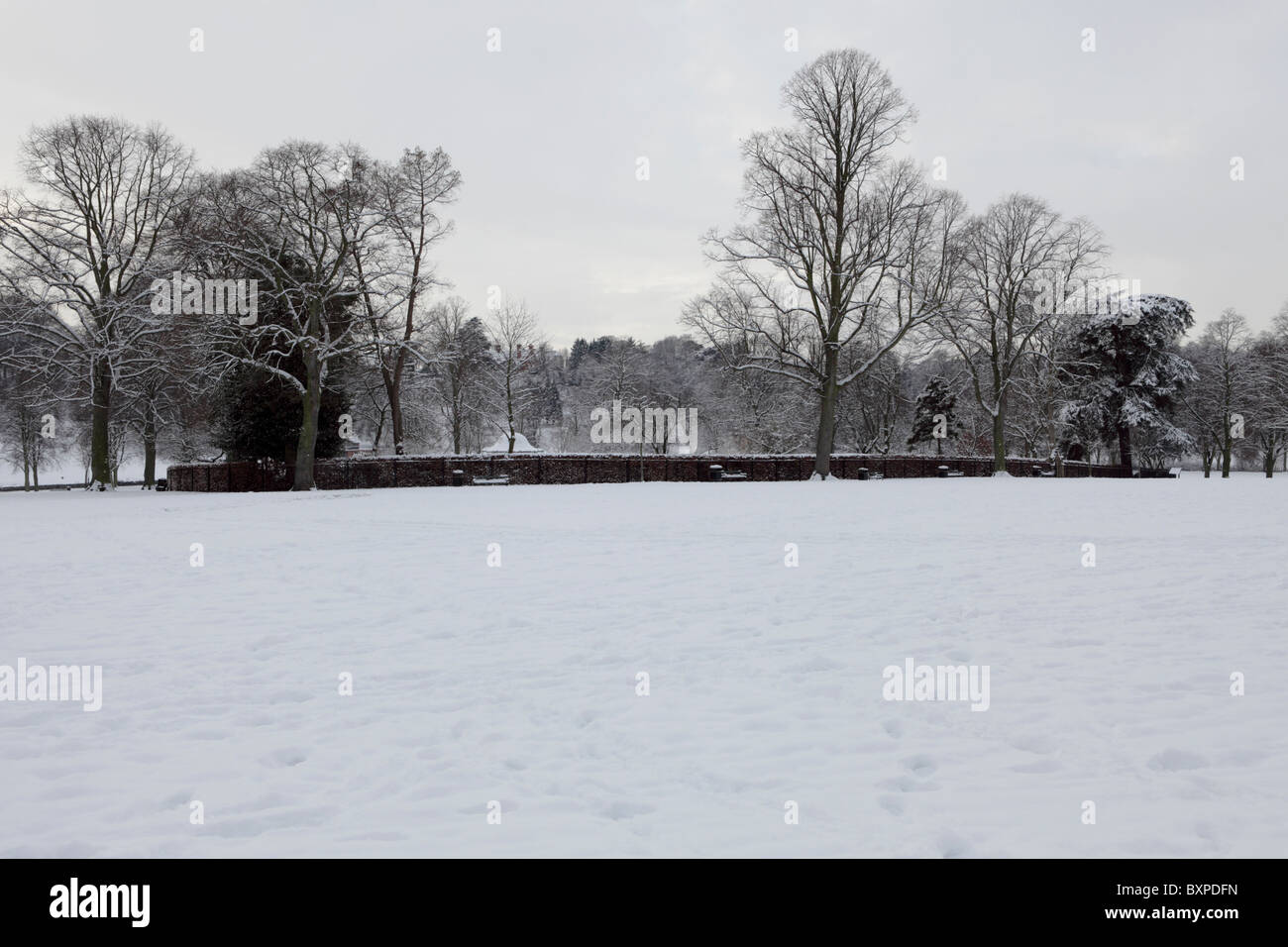 Ein Opfer von Dezember 2010 schwere Bedingungen im Winter, die Dingle, eine Oase in den Steinbruch, eine öffentliche Parkanlage in Shrewsbury. Stockfoto