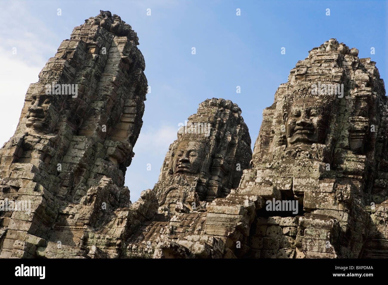 Einige der 216 riesige Flächen von Avalokiteshvara. Stockfoto