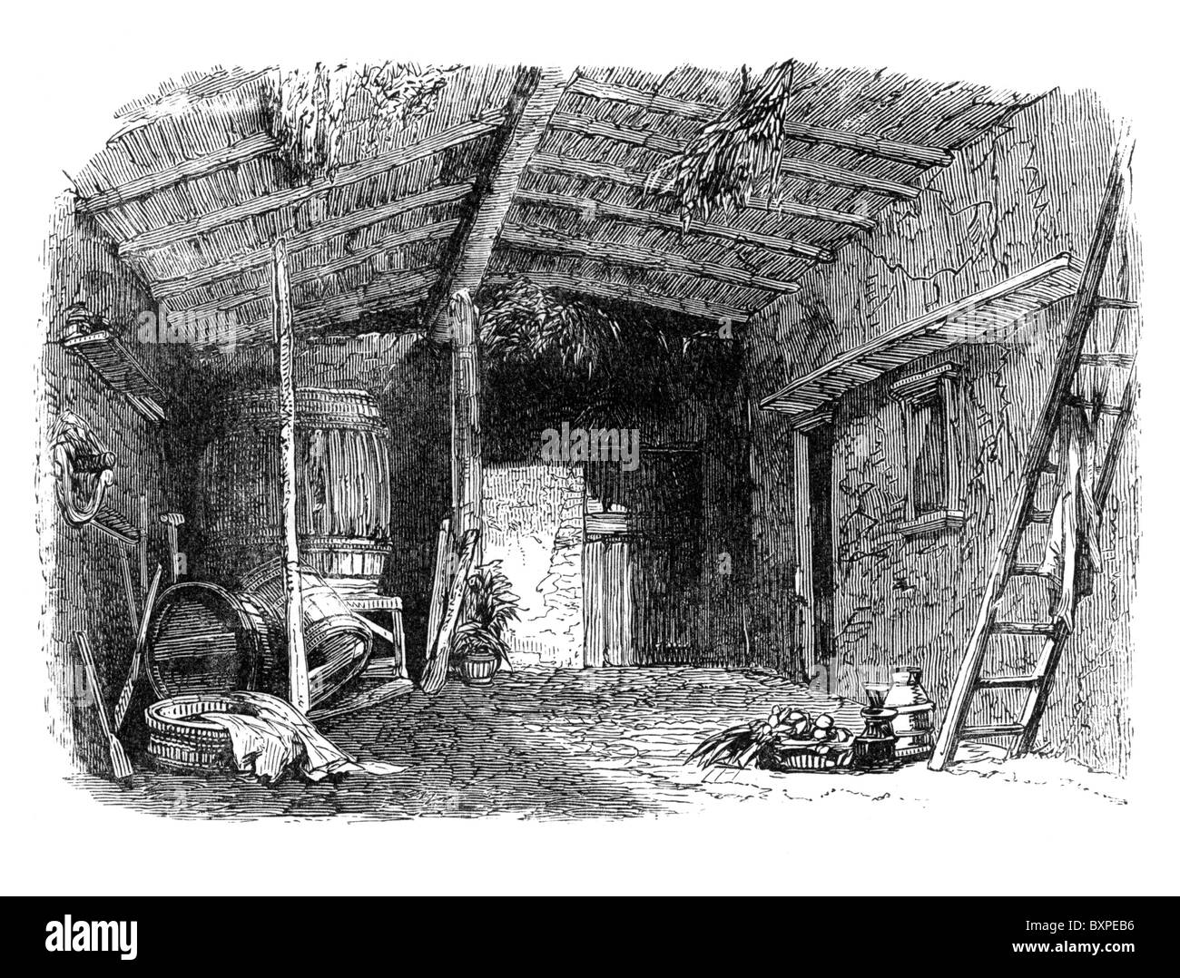 Das Zimmer in dem Jeanne d ' Arc geboren wurde, Domrémy, aus einer Zeichnung von Alexandre de Laborde ca. 1812; Schwarz und weiß-Abbildung Stockfoto