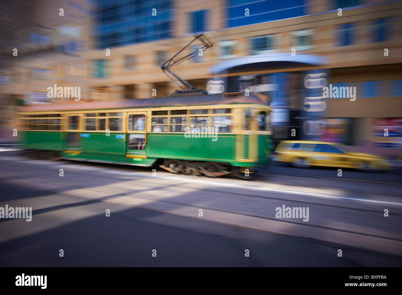 Melbourne-Straßenbahn in Chapel Street Prahran Stockfoto