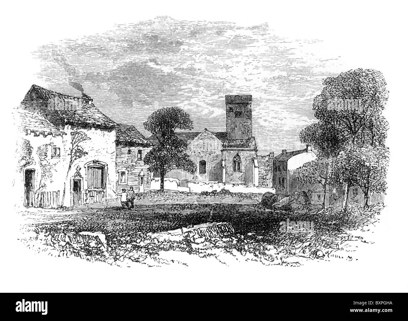 Der Weiler Domrémy, Geburtsort von Joan of Arc aus einer Zeichnung von Alexandre de Laborde im 19. Jahrhundert Stockfoto